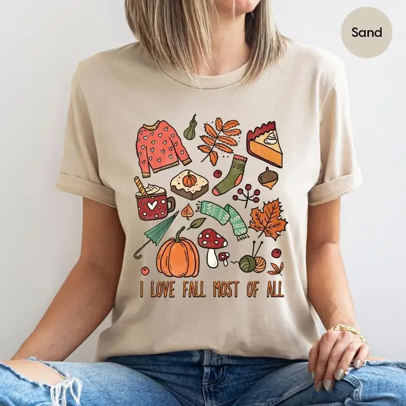 Autumn Things T Shirt Fall Tis the Season CrocheT Women's Pumpkin Doodle Halloween