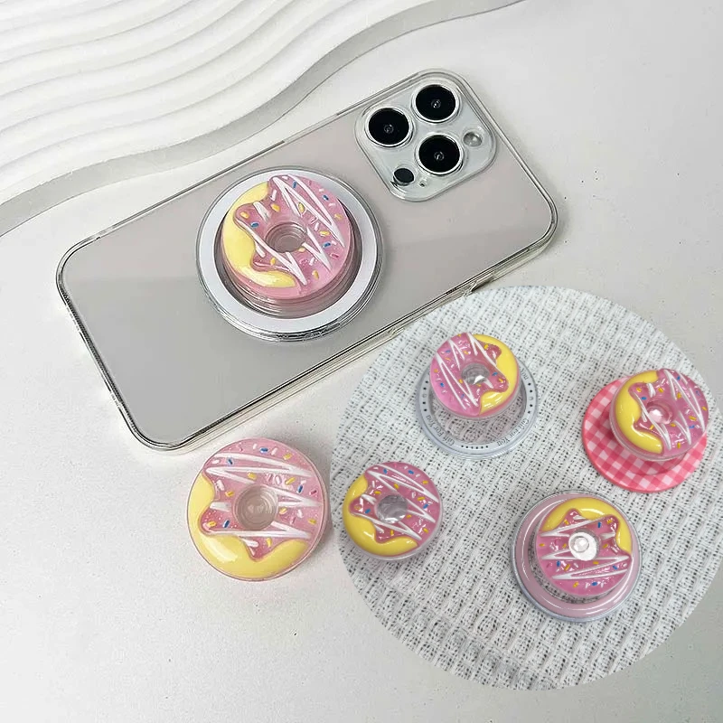 

Sweet Girl Mobile Phone Decoration Magnetic Phone Holder and Ordinary Sticker Styles Socket Grip Stand Cute Donut Phone Holder