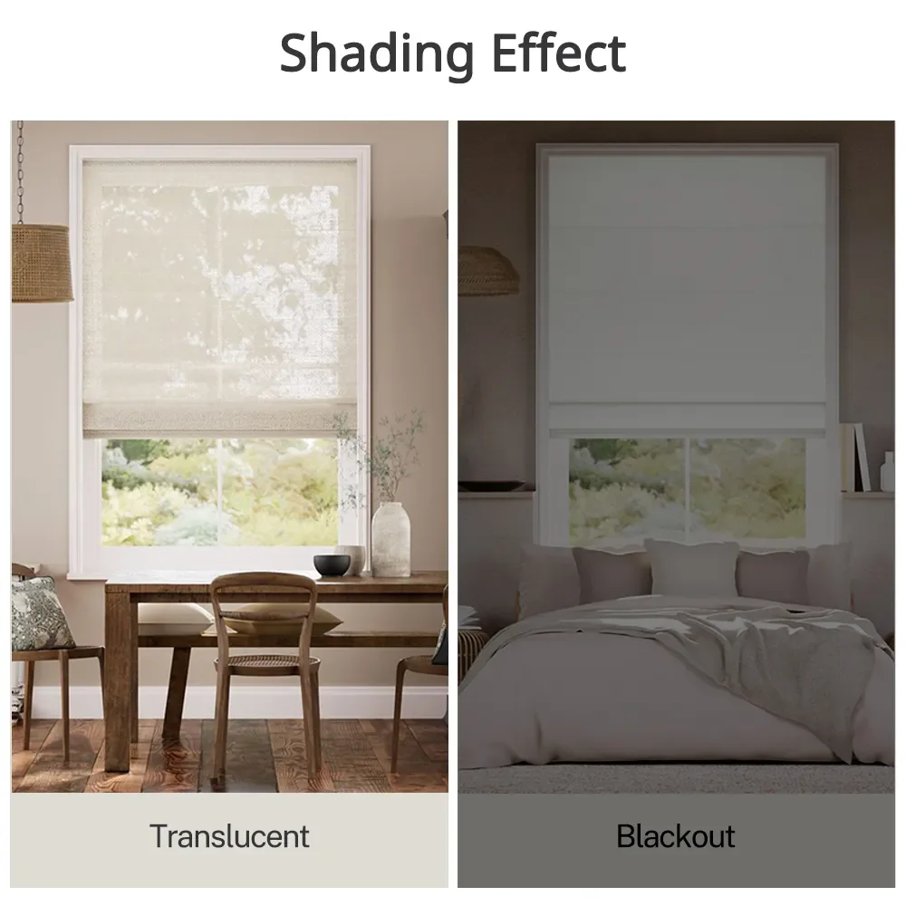 Hot Selling Remote Control Smart Blackout Faux Linen Curtains Manual Cordless Roman Blinds For Bathroom