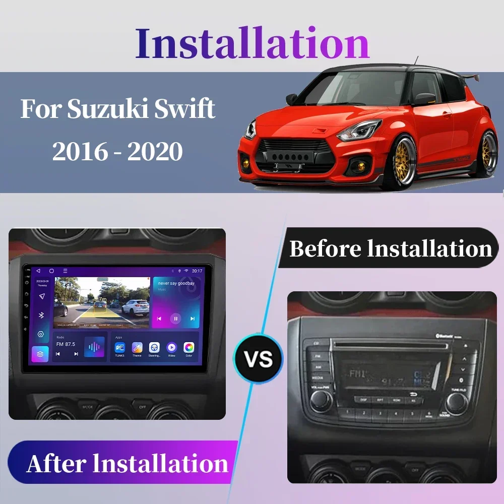 Radio samochodowe z androidem dla Suzuki Swift 2016 2017 2018 2019 2020 odtwarzacz multimedialny nawigacja GPS Carplay ekran dotykowy Auto Stereo 8G