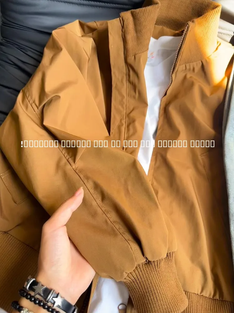 الأمريكية الكاكي الوقوف طوق البيسبول Jaet الرجال القطن Jaet الخريف الشتاء كلينفيت صورة ظلية ort مبطن ملابس خارجية