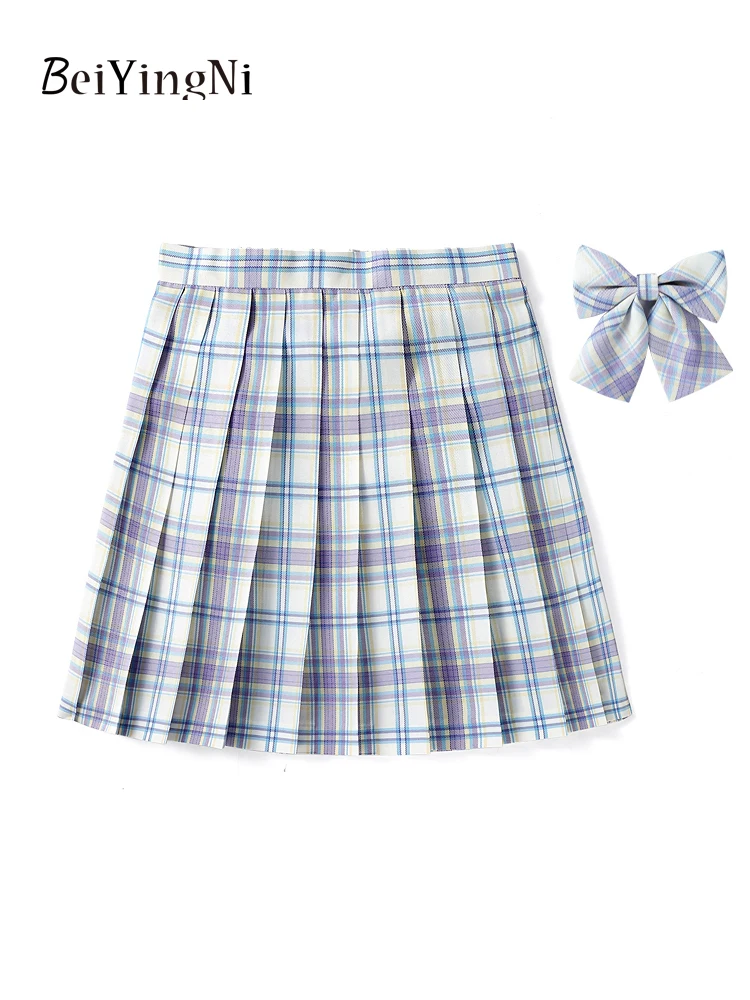 Beiyingni Women's Skirt Lining Leisure Vintage Stylish Short Pleated Skirts With Safety Pants Harajuku Y2K Plaid A-line Skirts