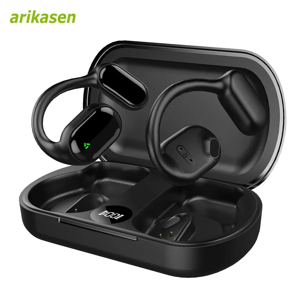 Wireless Earbuds with EarHooks for Running Open Ear Headphones Hear Your Surroundings Secure Fit Bluetooth Sport Earbuds