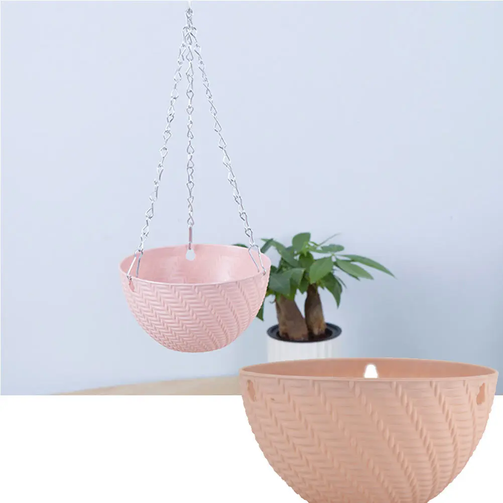 

4Sets Braided Hanging Flower Pots Elegant Plant Holders Durable Hanger Baskets Home Garden Decoration with Metal Chains