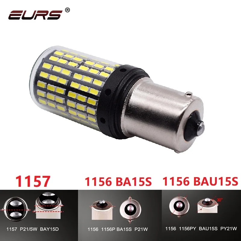 Bombilla LED P21W PY21W para coche Ba15s 1156 Bau15s 1157 Bay15d T20 WY21W W21W 7443, luz de señal LED Canbus, lámpara de marcha atrás de freno automática, 1 unidad