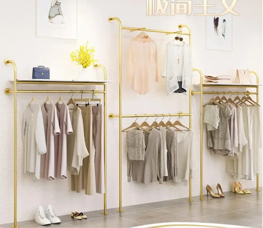 Clothes store display rack clothes hanger wall hanging type clothes store special double layer display clothes hanger