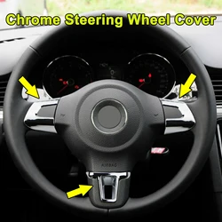 3X Chrome Steering Wheel Trim Cover For VW Golf MK6 Polo Jetta Bora Caddy Car Interior Accessories 2009 2010 2011 2012 2013 2014