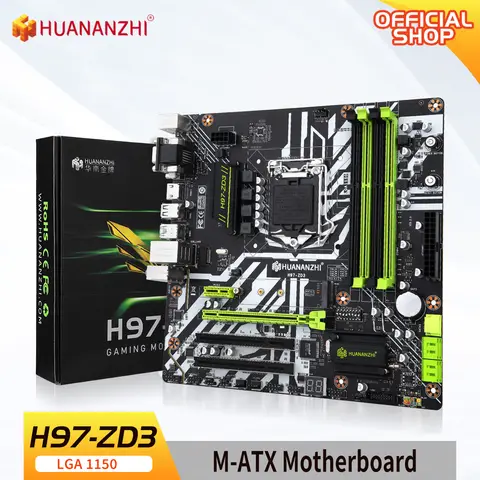 HUANANZHI H97 ZD3 H97 Motherboard LGA 1150M-ATX SATA3 USB3.0 NVME NGFF M.2 SSD unterstützt Nicht-ECC RAM Core i3 4130 i5 4460 i7 4770