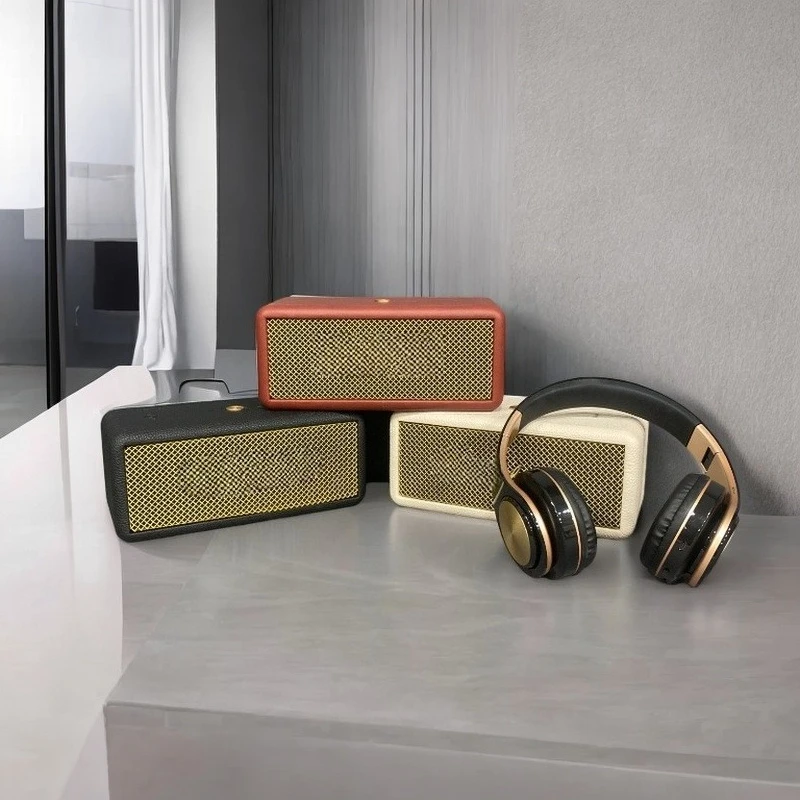 Speaker Model Ornament Wooden Shell With Leather Decor Prop For Showroom