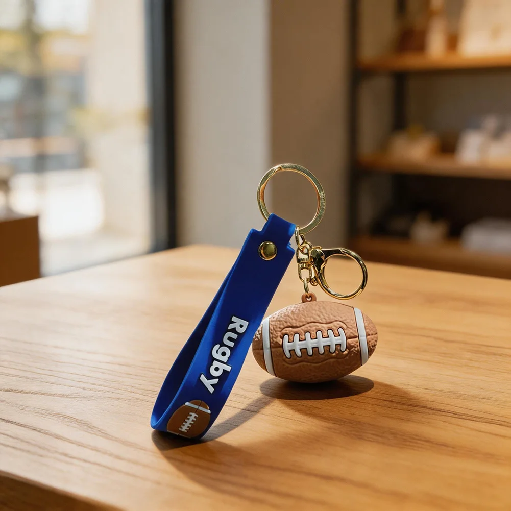 Sporty 3D PVC Keychain with Basketball Soccer Tennis Football and Volleyball Designs for Sports Fans and Enthusiasts