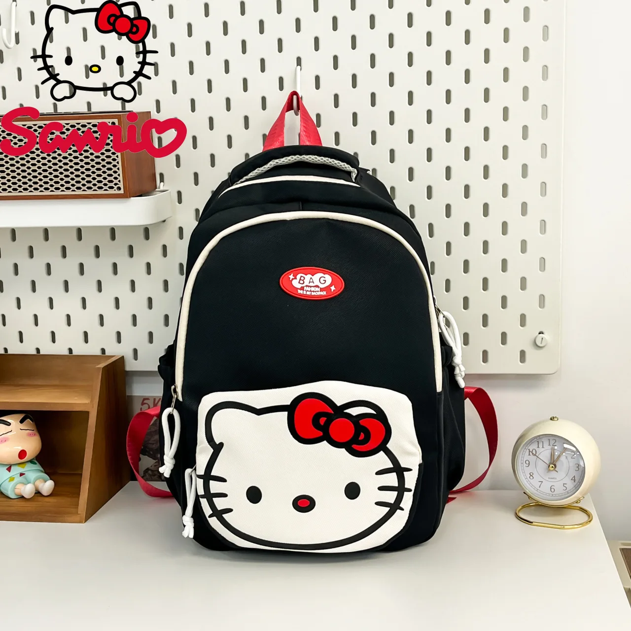  Hello Kitty Backpack Cartoon Cute Student Lightweight School Bag Large Capacity Fashionable Black White