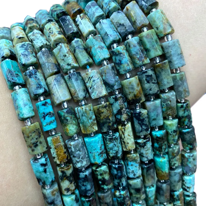 

Fine 100% Natural Stone African Turquoise Loose Faceted Cylinder Gemstone Spacer Beads For Jewelry Making DIY Bracelet 6*10mm