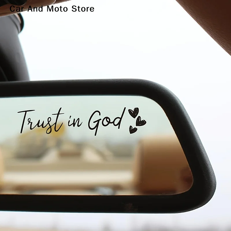 【CMO】Trust In God Christian Car Sticker Faith Bible Verse Heart Rear View Mirror Bumper Vehicle Auto Decor - view 2