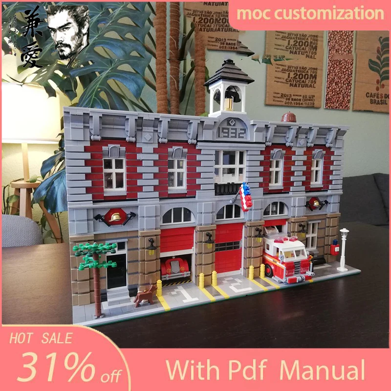 5339PCS MOC Grande Vigili del Fuoco Casa Street View Modello Building Block Fai da Te Assemblaggio Creativo Mattoni Educativi Giocattoli Regalo Del Capretto