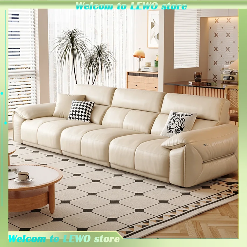 

Italiano Leather Reclining Sofa 3 Seat Straight Luxury Adjustable Sofa Modern Soft Comfortable Divani Da Soggiorno Decoration