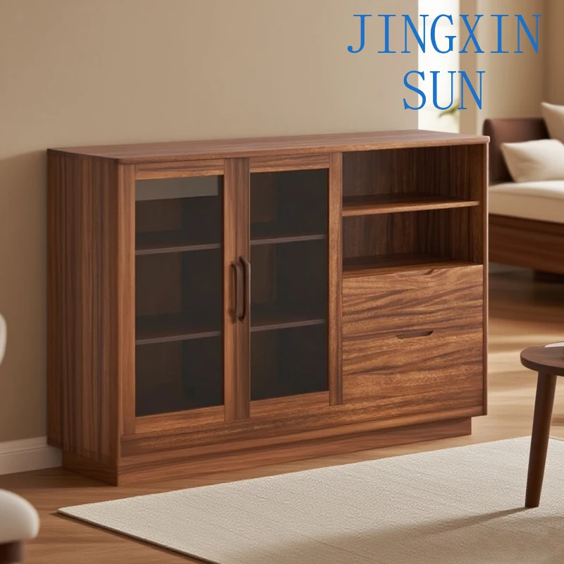 Simple and Modern Style, Sturdy Walnut Wood Texture, Tableware and Beverage Storage, Sideboard for Home Dining Scene