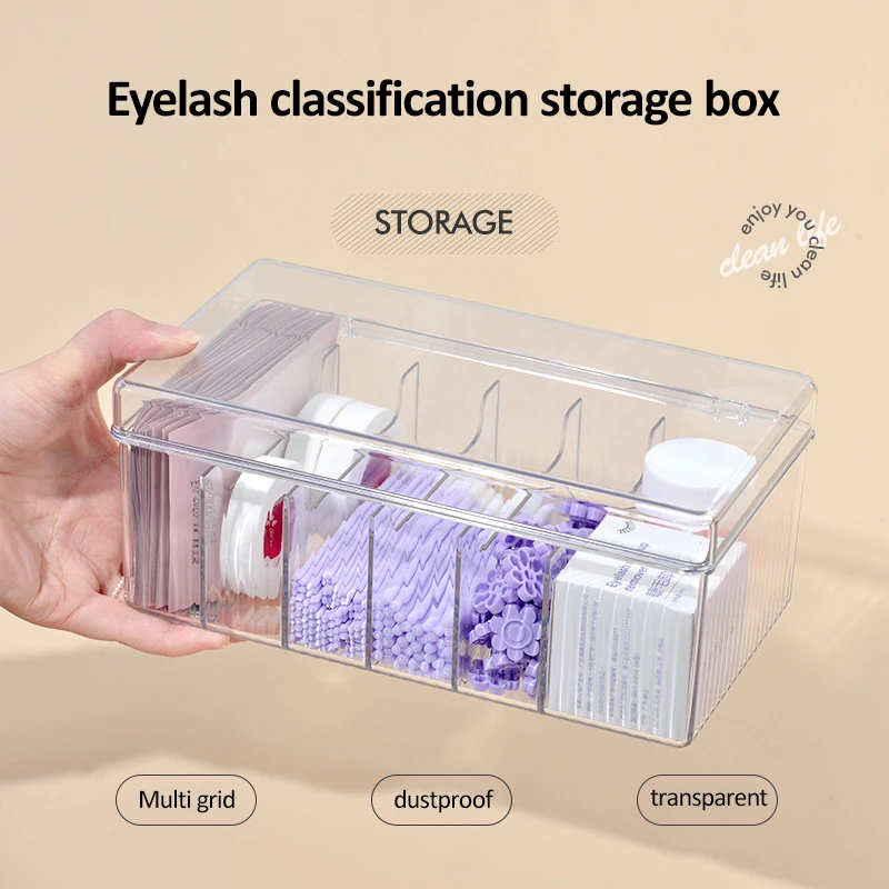 Eyelash Tool Storage Box Transparent Acrylic Lashes Glue Tweezer Accessories Eyelash Grafting Makeup Tool Desktop Storage Box