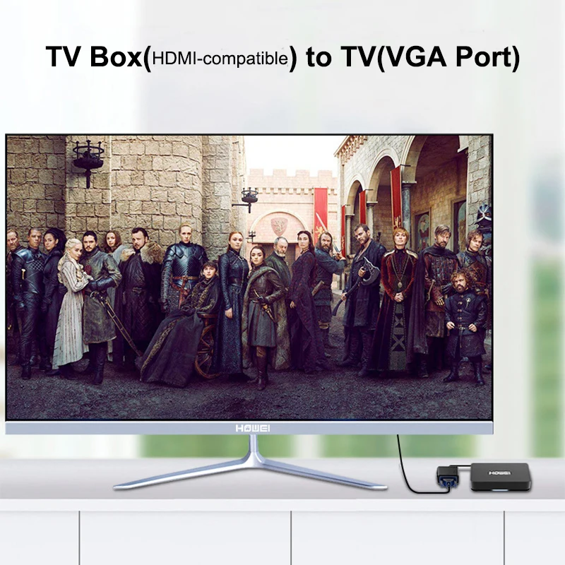 HDMI-Compatible 1.4 TO VGA Adapter With 3.5mm Audio HDTV Male To VGA Female Converter Port HDTV To VGA Output 1080P HDTV Video