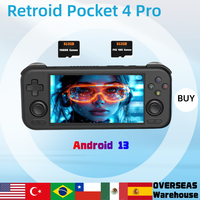 Retroid Pocket 4 Pro Free Case 8G+128G Handheld Game Console 4.7Inch Touch Screen WiFi 6.0 Bluetooth 5.2 5000mAh  3D Hall Sticks