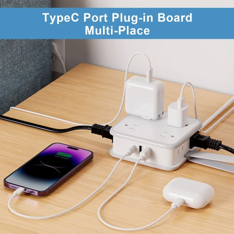 USB TypeC Desk Power Station With Fast Charging And Efficient Data Transfer For Multiple Devices Charging Adapter