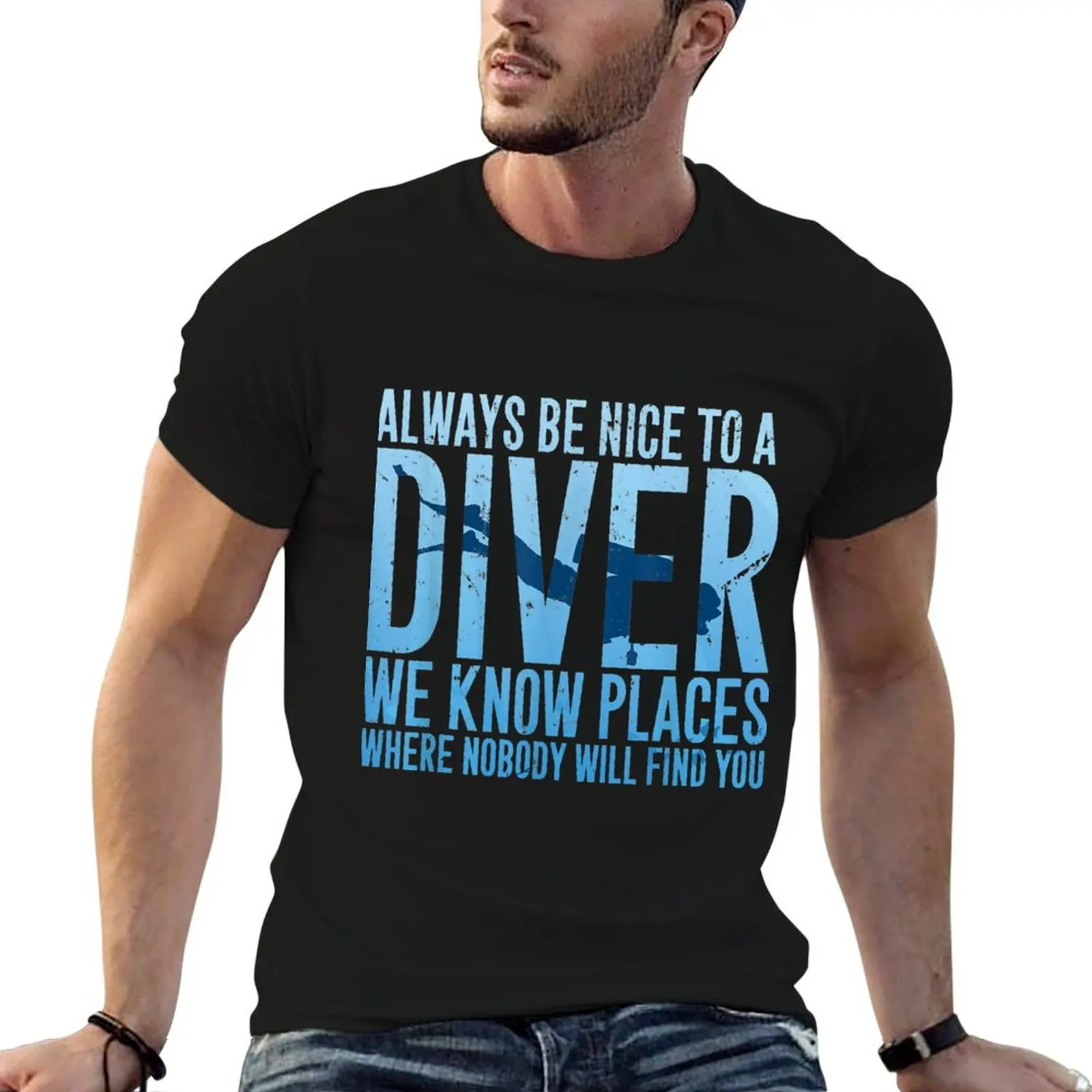 Always Be Nice To A Diver Scuba Diving Diver Gift T-Shirt Large Size Basic Casual T-Shirt