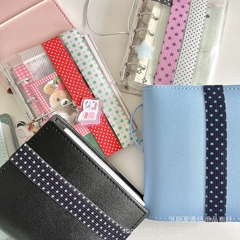 Japan Retro Polka Dot Elastic Band for M5 Loose-leaf Notebook Journal Scrapbook Card Collection Book Anti-bursting Fixing Rope