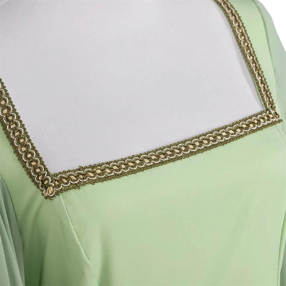 Disfraz Medieval de Cosplay para Mujer, Vestido Largo Vintage de Reina Elfa Verde, Traje para Fiesta de Carnaval de Halloween