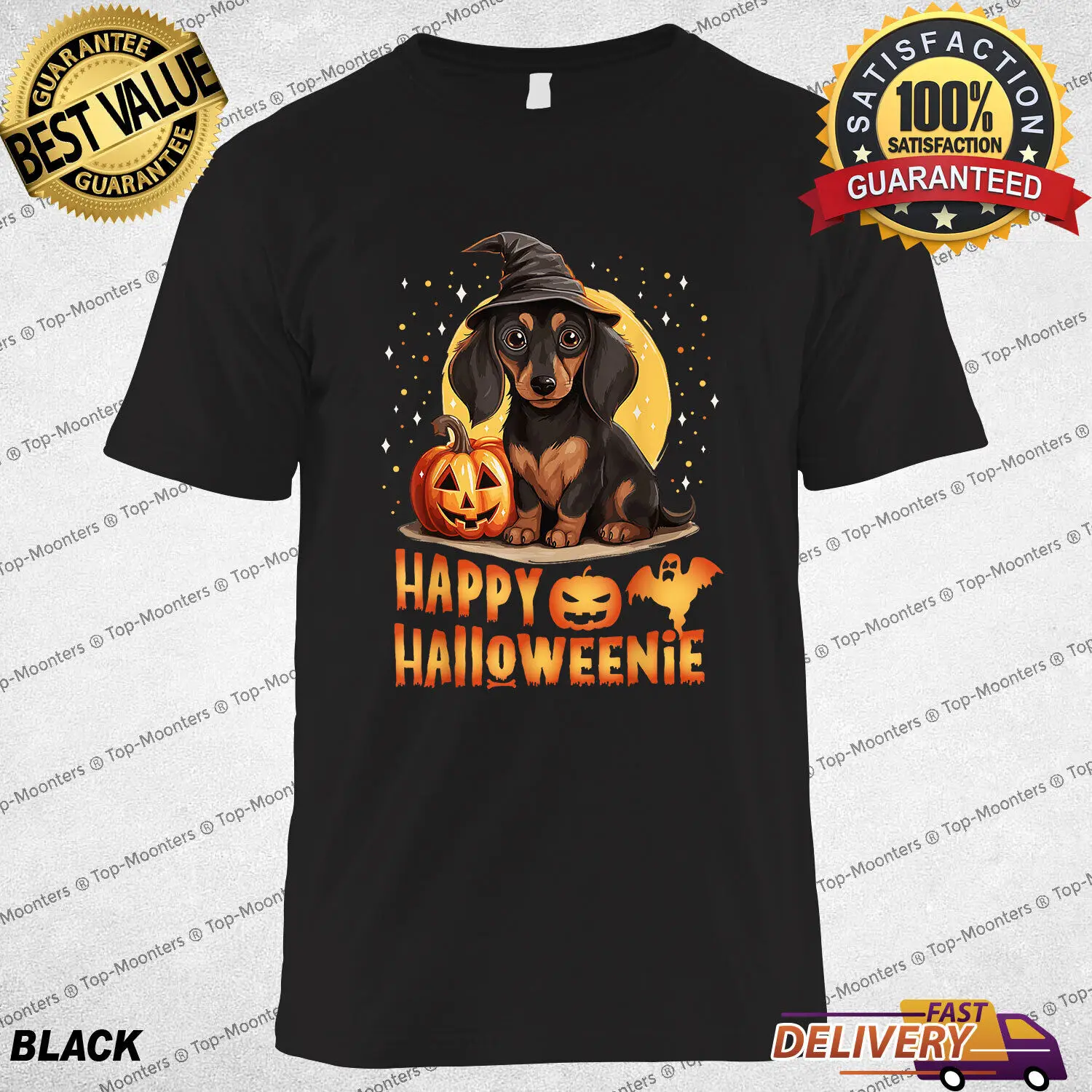 

Happy Halloweenie with Funny Dachshund Halloween 2024 Wiener Dog T-Shirt