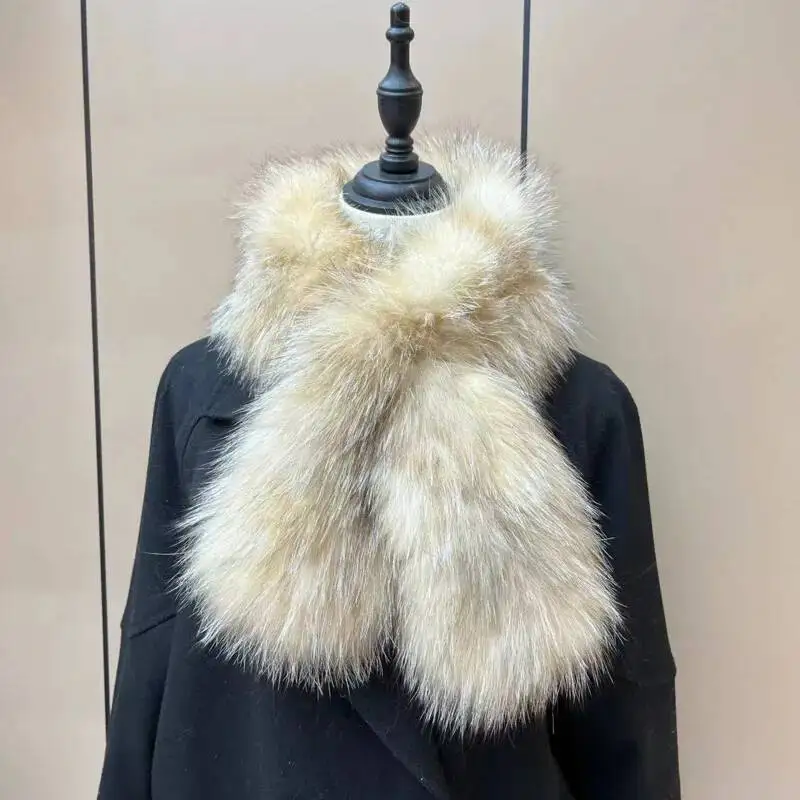 Real Fox Fur Scarf Women Knitted Fox Fur Shawls Winter Warm Fur Scarves Plush Thick Fur Scarf Genuine Fox Fur Winter Neck Warmer