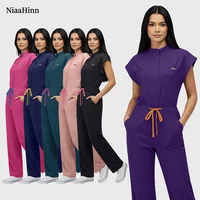 Uniforme Quirúrgico Niaahinn, Conjunto Completo y Uniforme de Enfermera Veterinaria con Mangas de Murciélago, Ropa de Trabajo de Una Pieza para Peluquería Canina