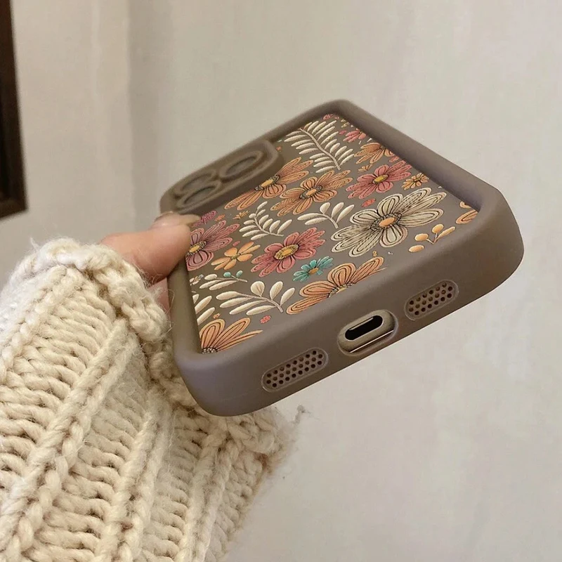 Etui na telefon z kwiatowym wzorem, chroniące obiektyw aparatu, do iPhone 17 16 14 13 11 15 Pro Max Air 12 Mini XS XR X 8 7 Plus SE2 16E