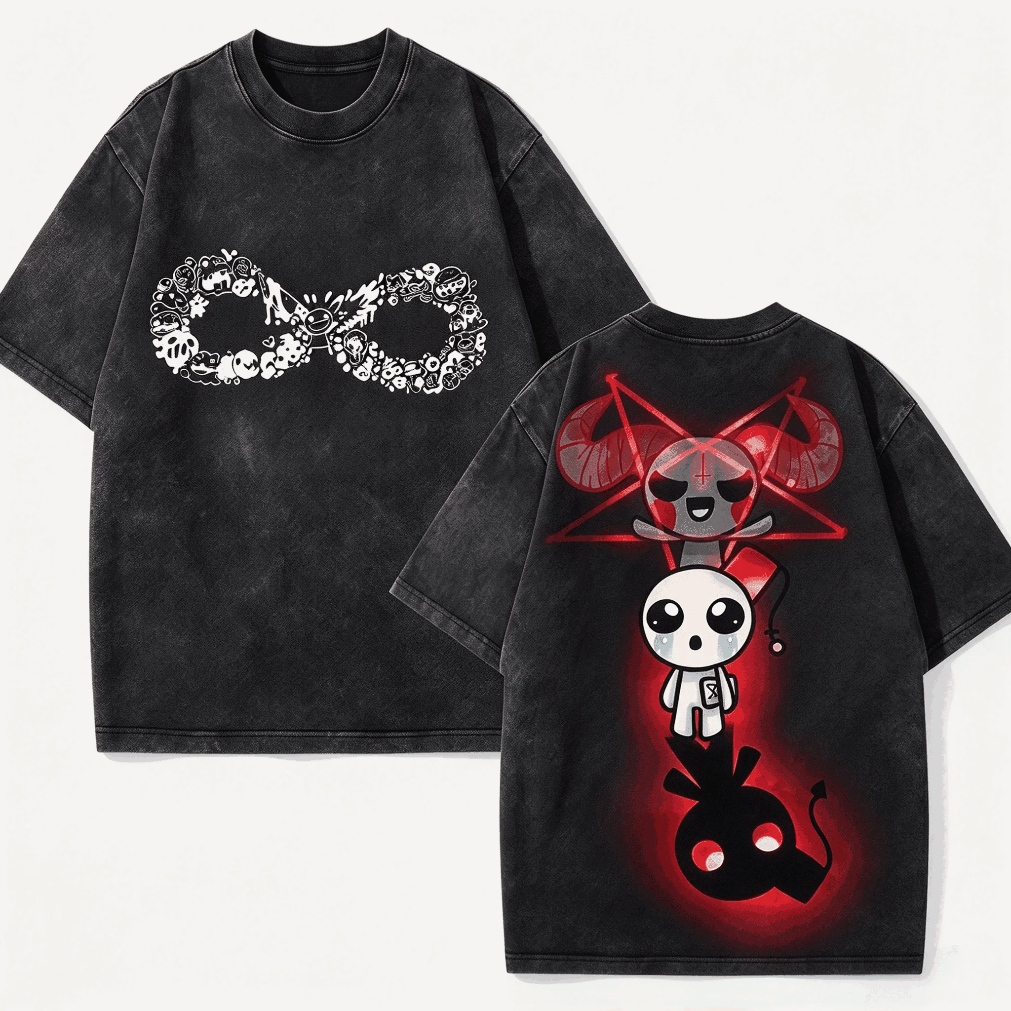 The Binding of Isaac Indie Oversized Unisex Washed Vintage Loose Cotton T-shirt Fashion Hip Hop Street T Shirt Casual Loose soft