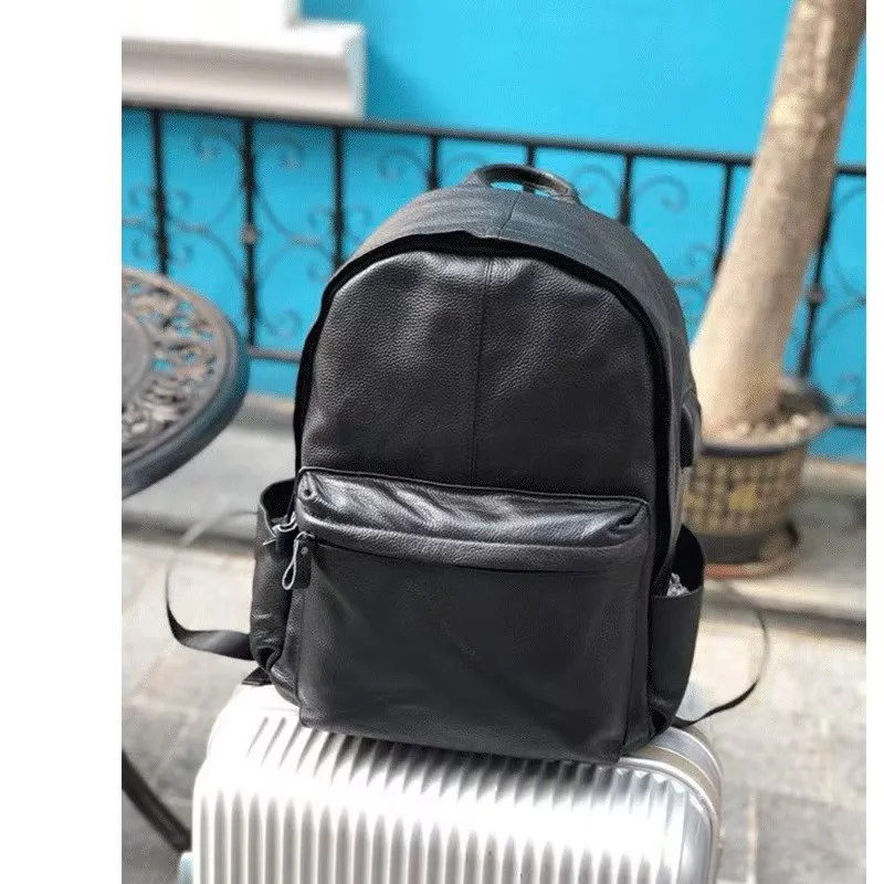 2027 New Brand Genuine Leather Men Backpacks Fashion Real Natural Leather Student Backpack Boy Luxury Lager Computer Laptop Bag