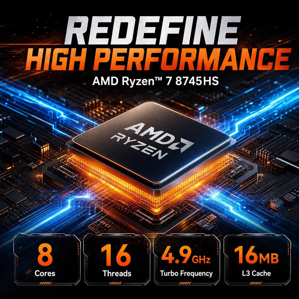 Ninkear M8 Mini Desktop PC for Home Office, Study, Multitasking and Entertainment, AMD Ryzen 7 8745HS 8-Core Processor, 16GB DDR5 RAM, 1TB SSD, Radeon 780M, Windows 11, WiFi 6, Bluetooth 5.2, Dual 2.5G LAN