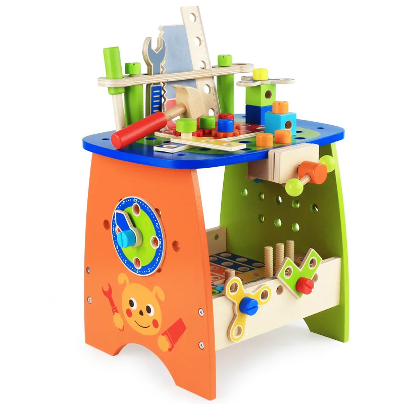 Diy Assembly Screwing Tool Table Constructor Puzzle Building Blocks Montessori Wooden Toys Board Games Interactive Sensory Toy