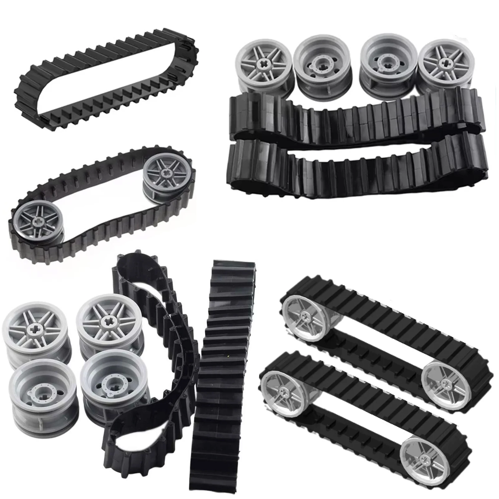 

Crawler Wheels Tire Set Technology Building Blocks Parts 53992 13972 56145 Toys MOC Bricks For Track Tank Crawler Vehicle Model