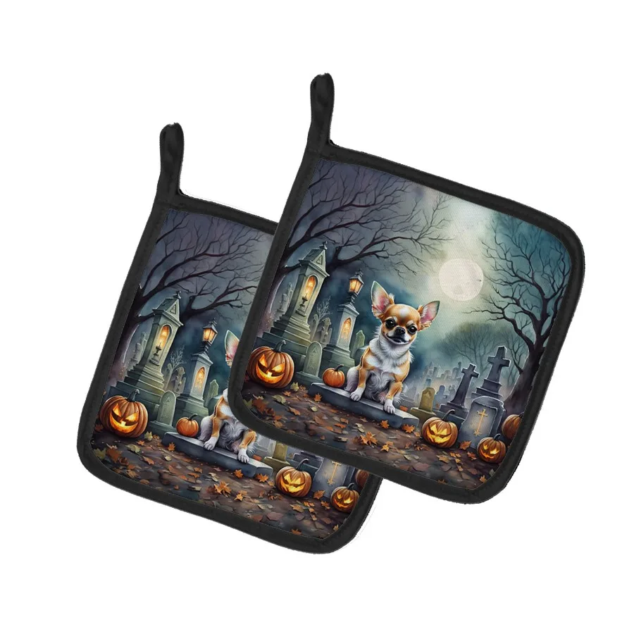 

Пара подставок для кастрюль Chihuahua Spooky Halloween, кухонные термостойкие подставки для кастрюль, наборы подставок для духовки для приготовления пищи, выпечки, барбекю 7 1