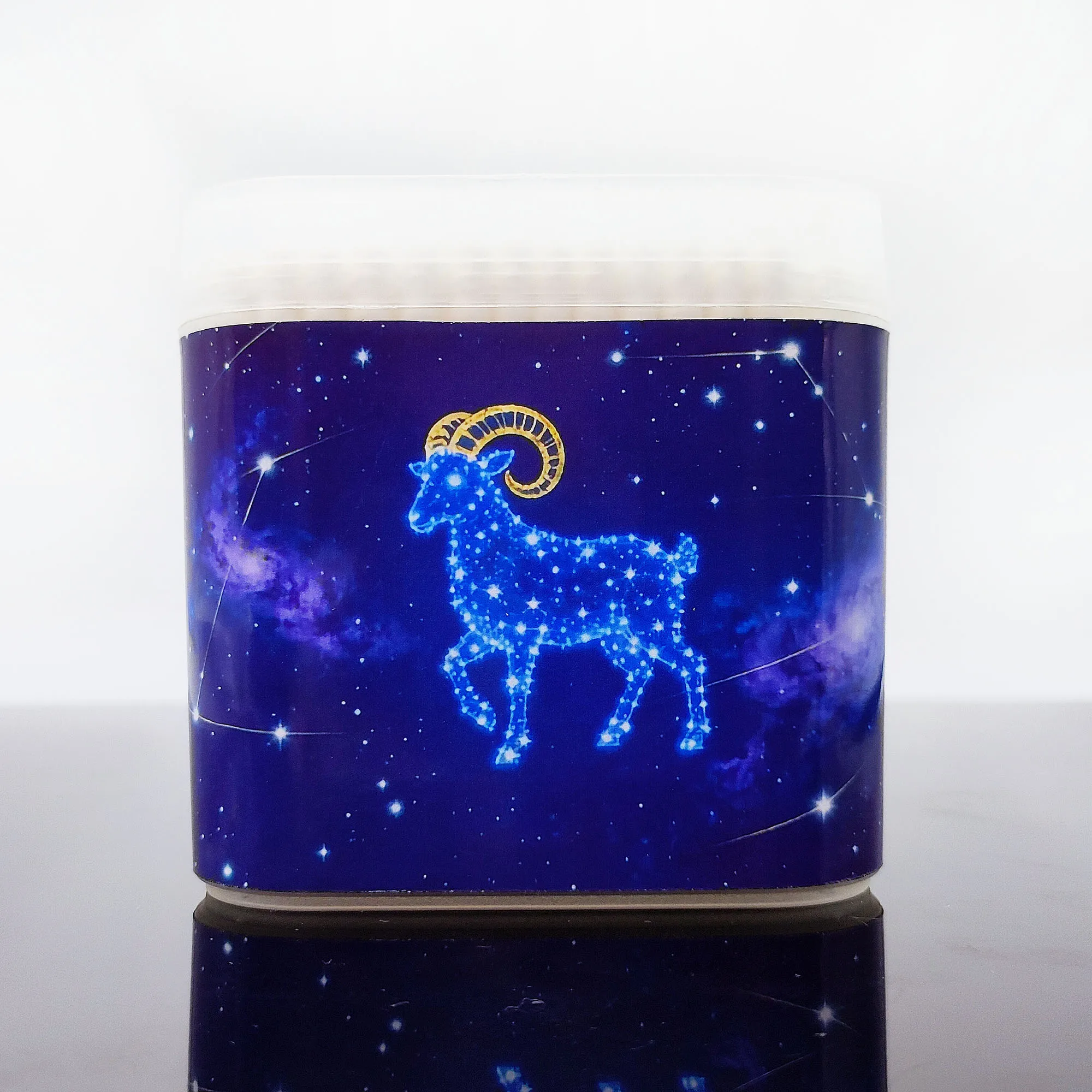 200 قطعة من مسحات القطن بطابع برج الحمل مع أنماط كوكبة إبداعية، مسحات قطنية مستديرة حلزونية متعددة الوظائف برأسين.