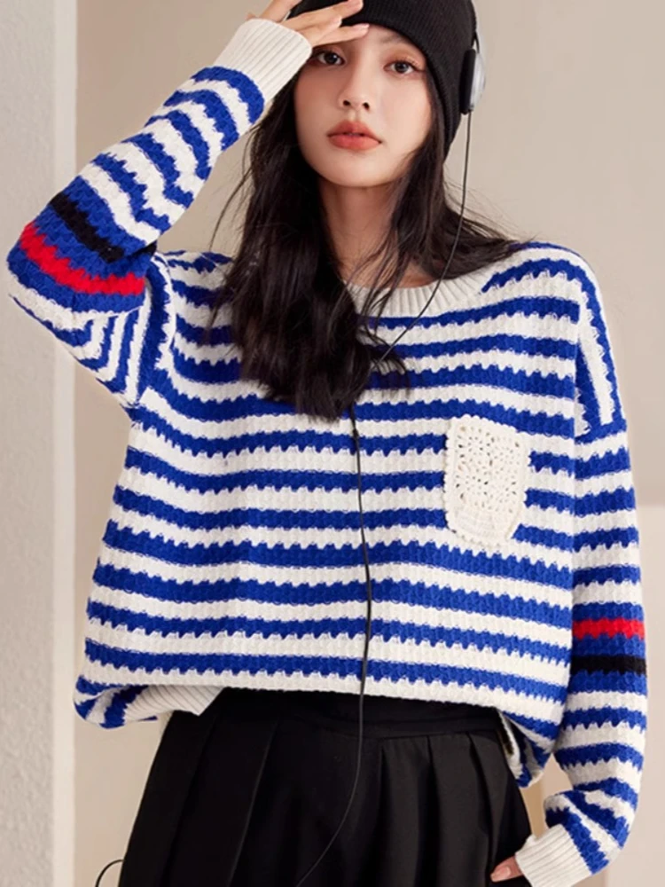 

QWEEK 2024 Autumn Design Sweater Women Casual Korean Fashion Kpop Streetwear Knitted Knit Long Sleeve Loose Oversize Pullovers