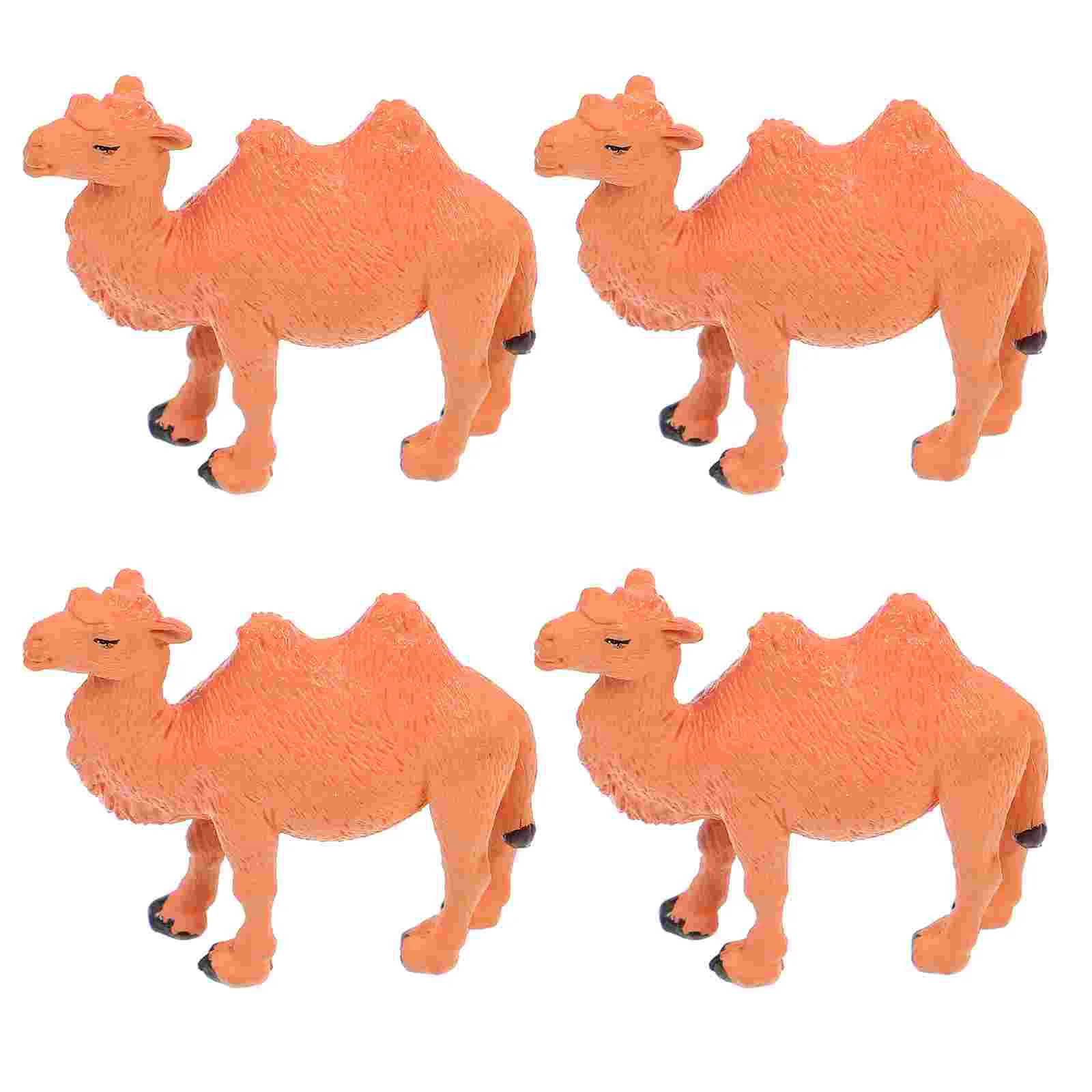 

4 PCS Small Animals Figures Toy Model Kids Desert Miniature Camel Models Brown Ornament Child