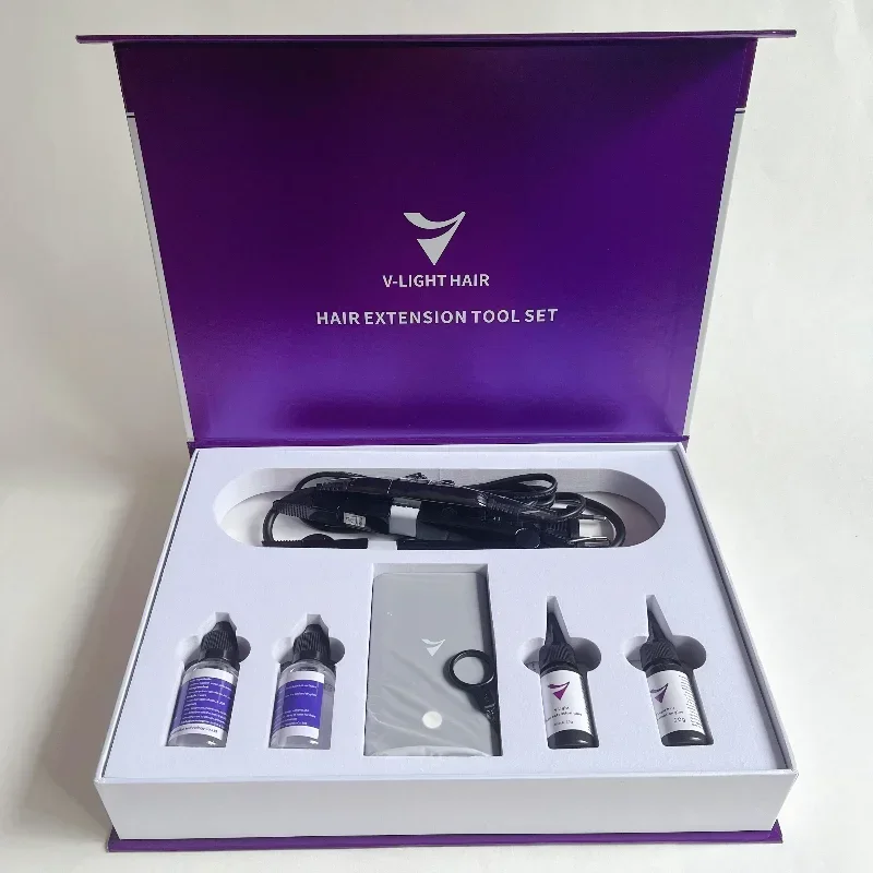 Extensiones tecnología de luz en V, Kit  inicio profesional, extensión de cabello, pegamento UV, Kit  con nueva