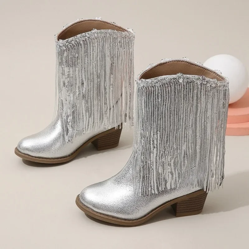 Bottes de Défilé à Glands pour Fille, Style Européen et Américain, Chic, Douce, Princesse, pour Enfant, Livraison Directe, Nouveau, 2024