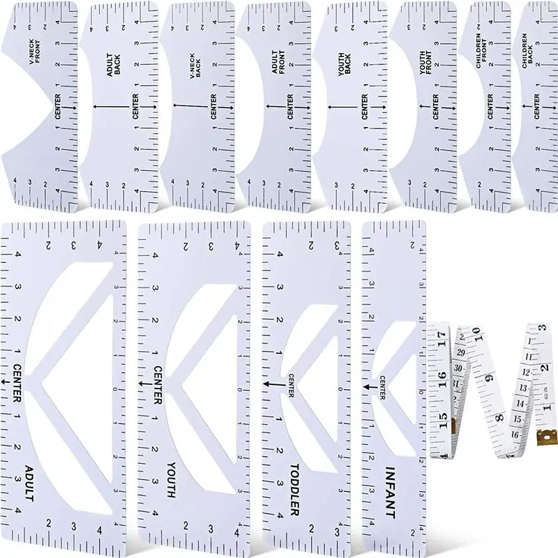 

~Latest Model 26 Pieces T-Shirt Ruler Guide Set,T-Shirt Ruler Tool,DIY Printing Rulers For Heat Press T-Shirt Center Design