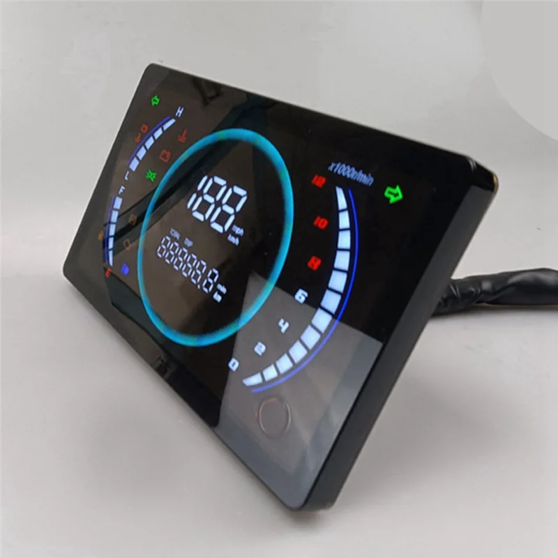 

12 В универсальный регулируемый светодиодный цифровой мотоциклетный спидометр, приборная панель оборотов в минуту с температурной шестерней 199 км/H-A97E