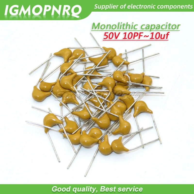 1000Pcs 50V monolithic ceramic capacitor 10PF~ 10UF 22PF 33NF 220NF 1NF 1UF 2.2UF 100NF 330NF 0.1UF 102 104 105 106 103 473 331