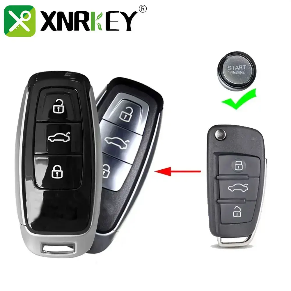 XNRKEY 3 Button Upgraded Modified Smart Keyless Remote Key Shell Case Fob For Audi A1 A4 A6 A8 Q2 Q3 Q5 Q7 R3 RS3 RS5 S1 TT