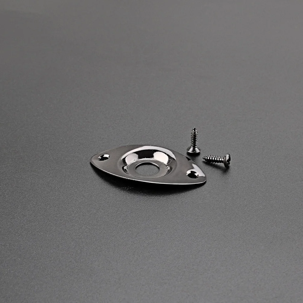 

1 Set Of Black Socket Electric Guitar Jack Plates Replacement Metal Pickup Jack Plates For Guitar Input Output Sturdy Smooth