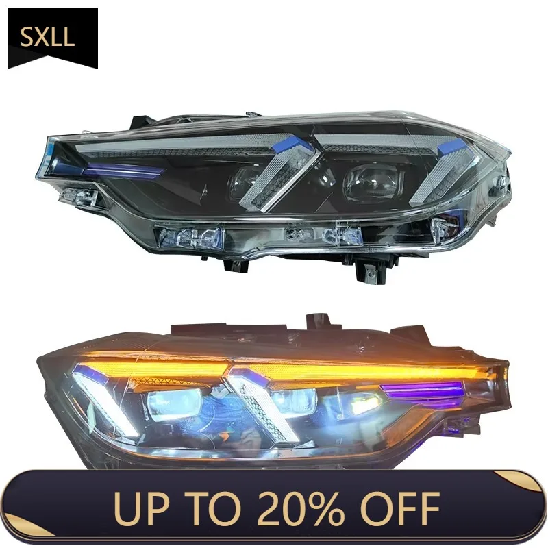 Conjunto de farol automotivo SXLL Série 3 F30 LCI F35 Farol 2013 2018 Atualizado Diodo Emissor de Luz Plugue e Pla
