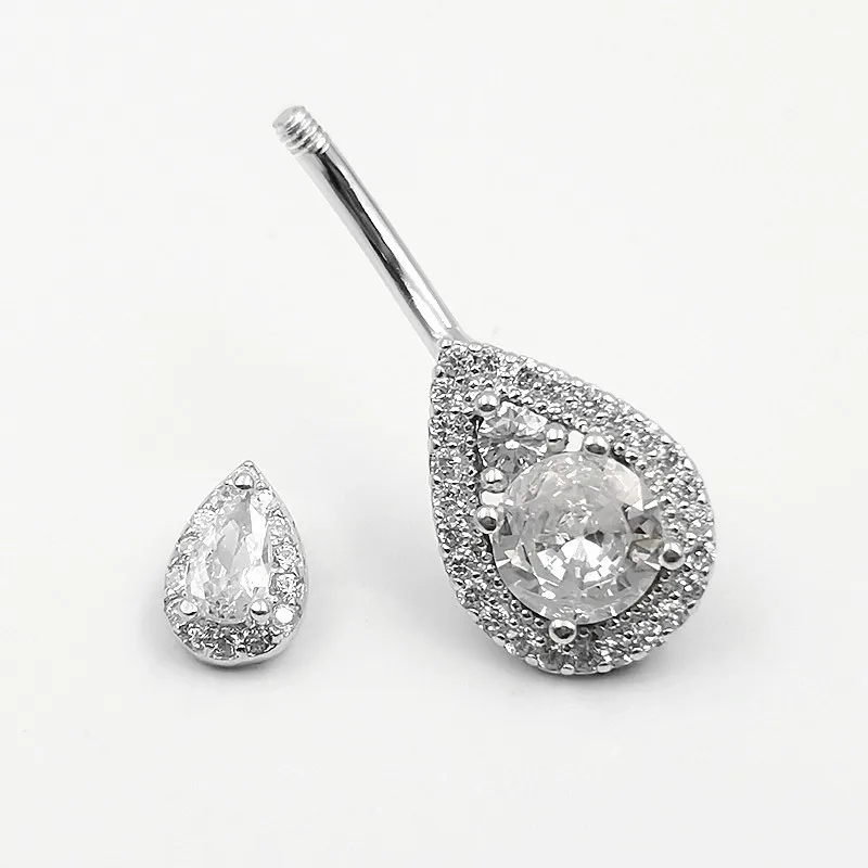 1pc  925 Sterling Silver Belly Button Rings for Women  Clear CZ Navel Barbell  Navel Bars Piercing Jewelry