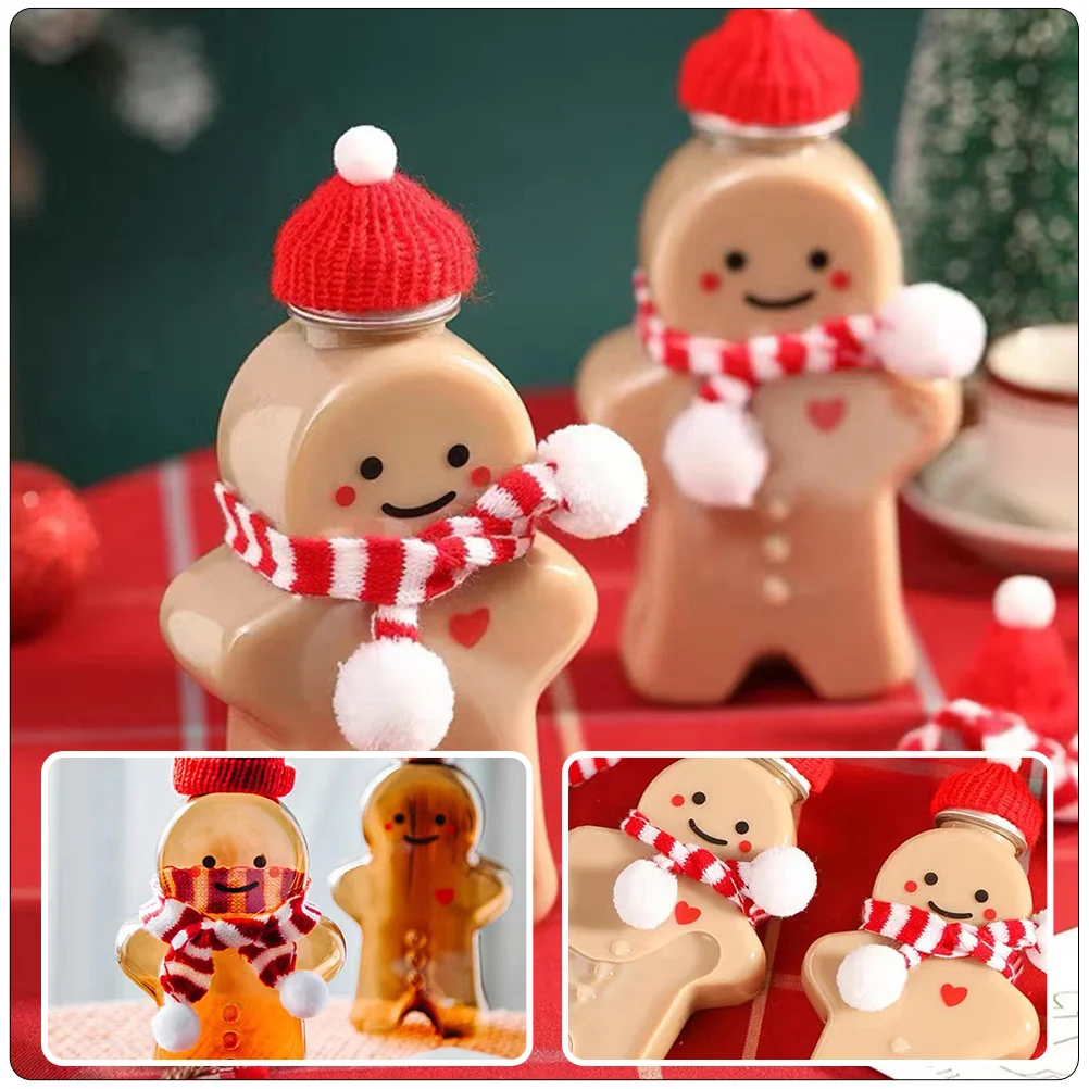 Gingerbread Jarfor Drinks Christmas Bottle Man Shape Bottles Juice Clear Design Beverage Gifts